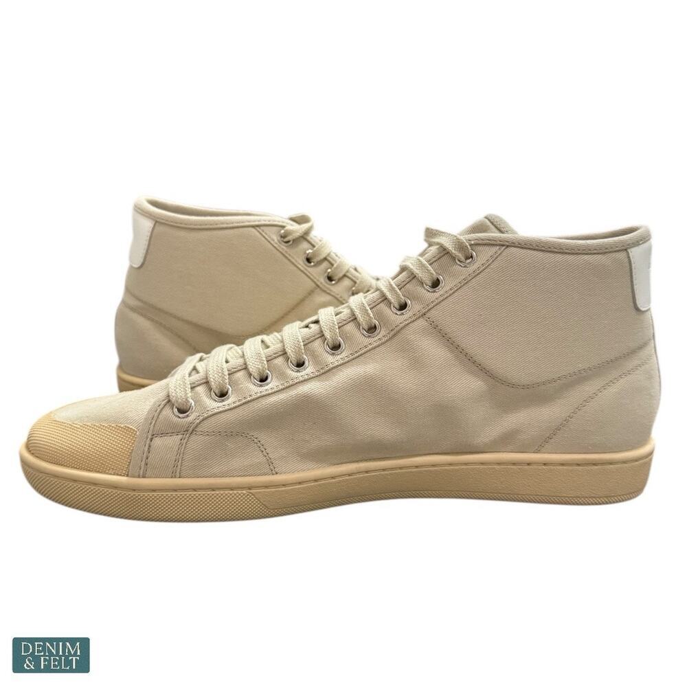 NEW Saint Laurent Court Classic SL/39 Beige Coffee Canvas High-Top Sneakers Luxe - Picture 12 of 16
